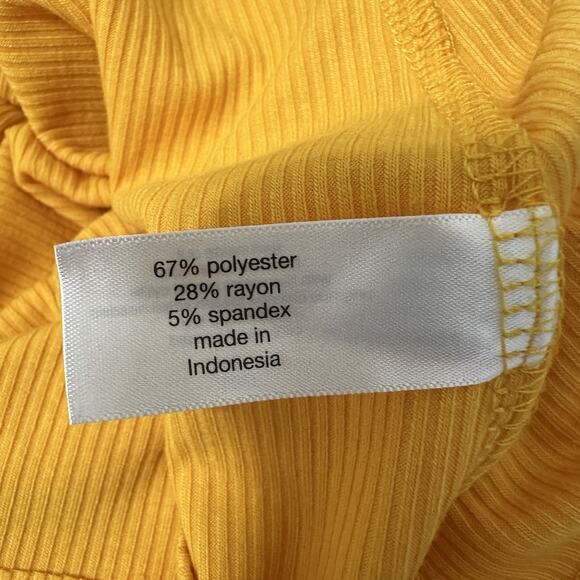 Lane Bryant Top Women 18/20 Marigold Yellow Button Accent Front Ribbed Knit - Picture 10 of 12